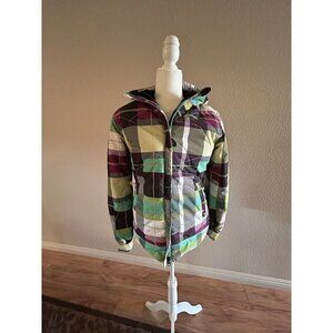 Women’s 686 Insulated Plaid Snowboarding Ski Jacket Coat Hooded S